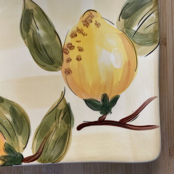 Pier 1 Lemon Orchard Dinner Plate 11" Square Hand Painted‎ Earthenware - Picture 3 of 5